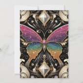 Luxe Art Deco Regenboog Vlinder Bruiloft Kaart (Achterkant)