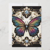 Luxe Art Deco Regenboog Vlinder Bruiloft Kaart (Achterkant)