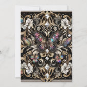 Luxe Art Deco Regenboog Vlinder Bruiloft Kaart (Achterkant)