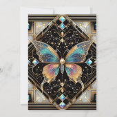 Luxe Art Deco Regenboog Vlinder Bruiloft Kaart (Achterkant)