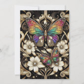 Luxe Art Deco Regenboog Vlinder Bruiloft Kaart (Achterkant)