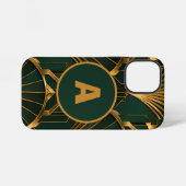 Luxe Art Deco Smaragdgroene Gouden Monogram iPhone Hoesje (Achterkant horizontaal)
