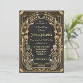 Luxe Art Deco Speakeasy Bruiloft Kaart (Staand voorkant)