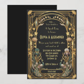 Luxe Art Deco Speakeasy Bruiloft Kaart (Voorkant / Achterkant)