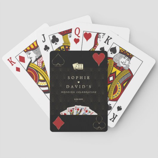 Luxe Art Deco Vegas Casino Royale Bruiloft Pokerkaarten (Achterkant)