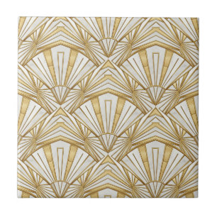 Luxe Art Deco Zonneuitbarsting Oneindig Patroon - Tegeltje