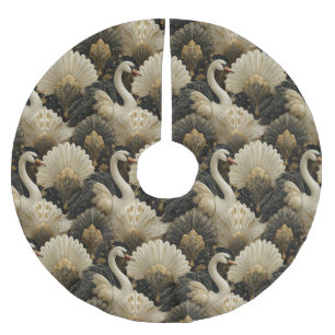 Luxe Art Deco Zwaan en Gouden Filigraan Patroon Kerstboom Rok