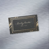 Luxe Art Deco Zwart en Goud Marmer Magnetisch Visitekaartje (Voorbeeld)