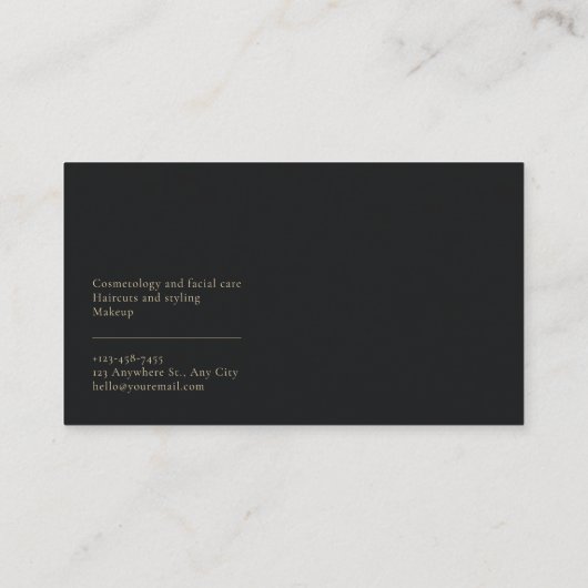 Luxe Art Deco Zwart en Goud Marmer Visitekaartje (Achterkant)