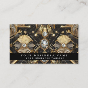 Luxe Art Deco Zwart Gouden Diamanten Visitekaartje
