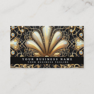 Luxe Art Deco Zwart Gouden Diamanten Visitekaartje