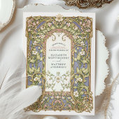 Luxe Art Nouveau Bloemenbruiloft Kaart