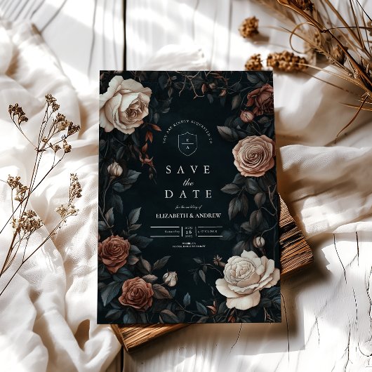 Luxe Art Nouveau bloemige bruiloft  Save The Date