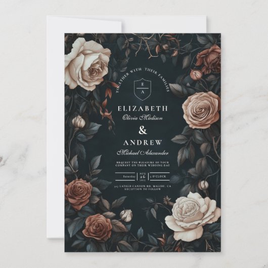 Luxe Art Nouveau Floral Wedding Kaart (Voorkant)