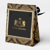 Luxe Art Nouveau Zwarte en Gouden Koninklijke Brui Bedankdoosjes (Achterkant)