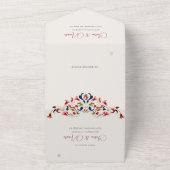 Luxe Artistieke Botanische Bloemen Paisley Wedding All In One Uitnodiging (Buitenkant)