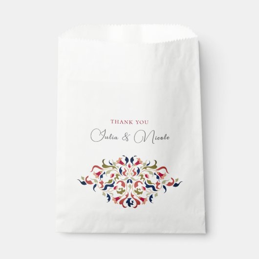 Luxe Artistieke Botanische Bloemen Paisley Wedding Bedankzakje (Voorkant)