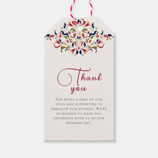 Luxe Artistieke Botanische Bloemen Paisley Wedding Cadeaulabel (Voorkant)