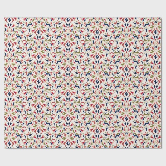 Luxe Artistieke Botanische Bloemen Paisley Wedding Cadeaupapier (Vlak)