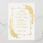 Luxe Artistieke Botanische Bloemen Paisley Wedding Folie Uitnodiging (Voorkant)