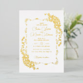 Luxe Artistieke Botanische Bloemen Paisley Wedding Folie Uitnodiging (Staand Voorkant)