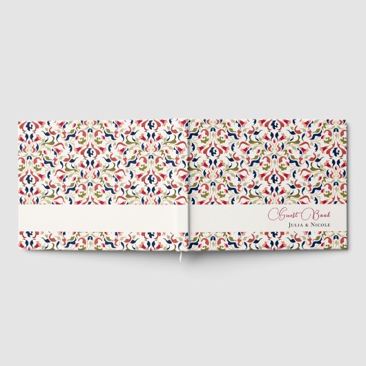 Luxe Artistieke Botanische Bloemen Paisley Wedding Gastenboek (Volledig)