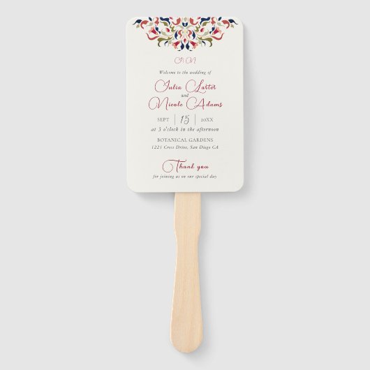 Luxe Artistieke Botanische Bloemen Paisley Wedding Handwaaier (Voorkant)
