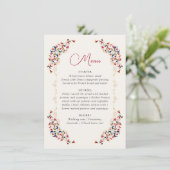 Luxe Artistieke Botanische Bloemen Paisley Wedding Menu (Staand voorkant)