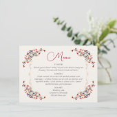 Luxe Artistieke Botanische Bloemen Paisley Wedding Menu (Staand voorkant)