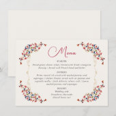 Luxe Artistieke Botanische Bloemen Paisley Wedding Menu (Voorkant / Achterkant)