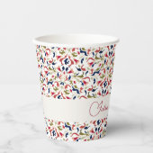 Luxe Artistieke Botanische Bloemen Paisley Wedding Papieren Bekers (Voorkant)