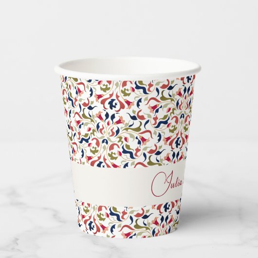 Luxe Artistieke Botanische Bloemen Paisley Wedding Papieren Bekers (Voorkant)