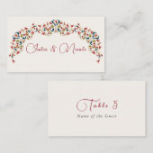 Luxe Artistieke Botanische Bloemen Paisley Wedding Plaatskaartje (Voorkant / Achterkant)