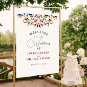 Luxe Artistieke Botanische Bloemen Paisley Wedding Poster