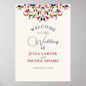 Luxe Artistieke Botanische Bloemen Paisley Wedding Poster (Voorkant)