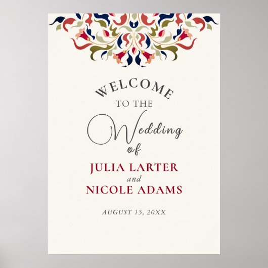 Luxe Artistieke Botanische Bloemen Paisley Wedding Poster (Voorkant)