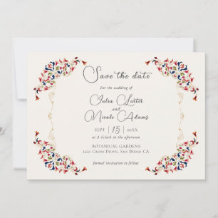 Luxe Artistieke Botanische Bloemen Paisley Wedding Save The Date