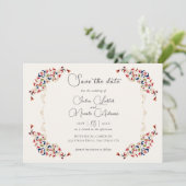 Luxe Artistieke Botanische Bloemen Paisley Wedding Save The Date (Staand voorkant)