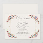 Luxe Artistieke Botanische Bloemen Paisley Wedding Save The Date (Voorkant / Achterkant)