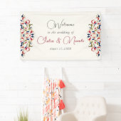 Luxe Artistieke Botanische Bloemen Paisley Wedding Spandoek (Insitu)