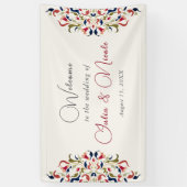 Luxe Artistieke Botanische Bloemen Paisley Wedding Spandoek (Verticaal)