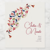 Luxe Artistieke Botanische Bloemen Paisley Wedding Wijn Etiket (Enkel label)