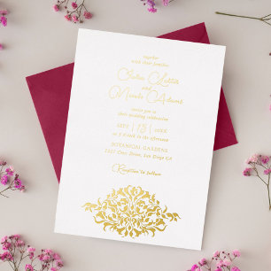 Luxe Artistieke Botanische Bloemrijke Paisley Brui Folie Uitnodiging