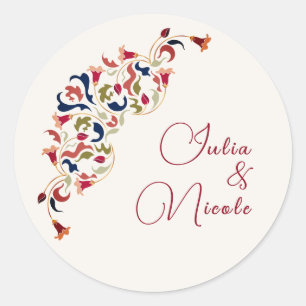 Luxe Artistieke Botanische Bloemrijke Paisley Brui Ronde Sticker