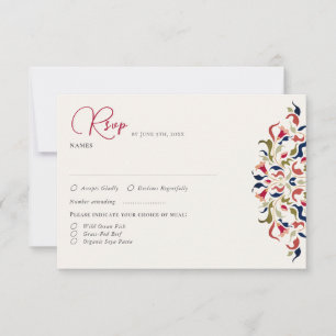 Luxe Artistieke Botanische Bloemrijke Paisley Brui RSVP Kaartje
