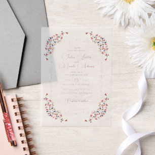 Luxe Artistieke Botanische Bloemrijke Paisley Brui Vellum Uitnodigingen