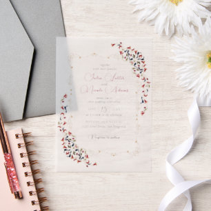 Luxe Artistieke Botanische Bloemrijke Paisley Brui Vellum Uitnodigingen