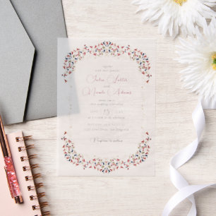 Luxe Artistieke Botanische Bloemrijke Paisley Brui Vellum Uitnodigingen