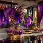 Luxe Asymmetrical Frame Purple Brush Stroke Floral Acryl Bord