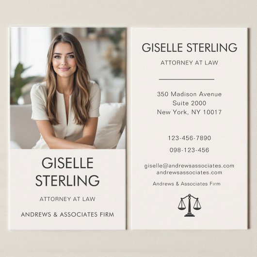 Luxe Attorney at Law Neutral Professional Photo  Visitekaartje